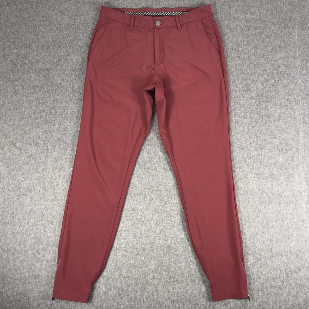 Primo Jogger Pants Mens 32x30 Red Stretch Zip Cuff Elastic Waist Athletic Woven
